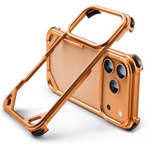 OATSBASF for iPhone 17 Pro Bumper Case, No Back Design, Aluminum Frame Slim Fit, Compatible with MagSafe, 4 Corner Shockproof Protection, Orange