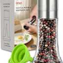 Aelga Pepper Grinder with Silicone Funnel - 4oz Glass Manual Mills with Adjustable Ceramic Core, Refillable Kitchen Gadget