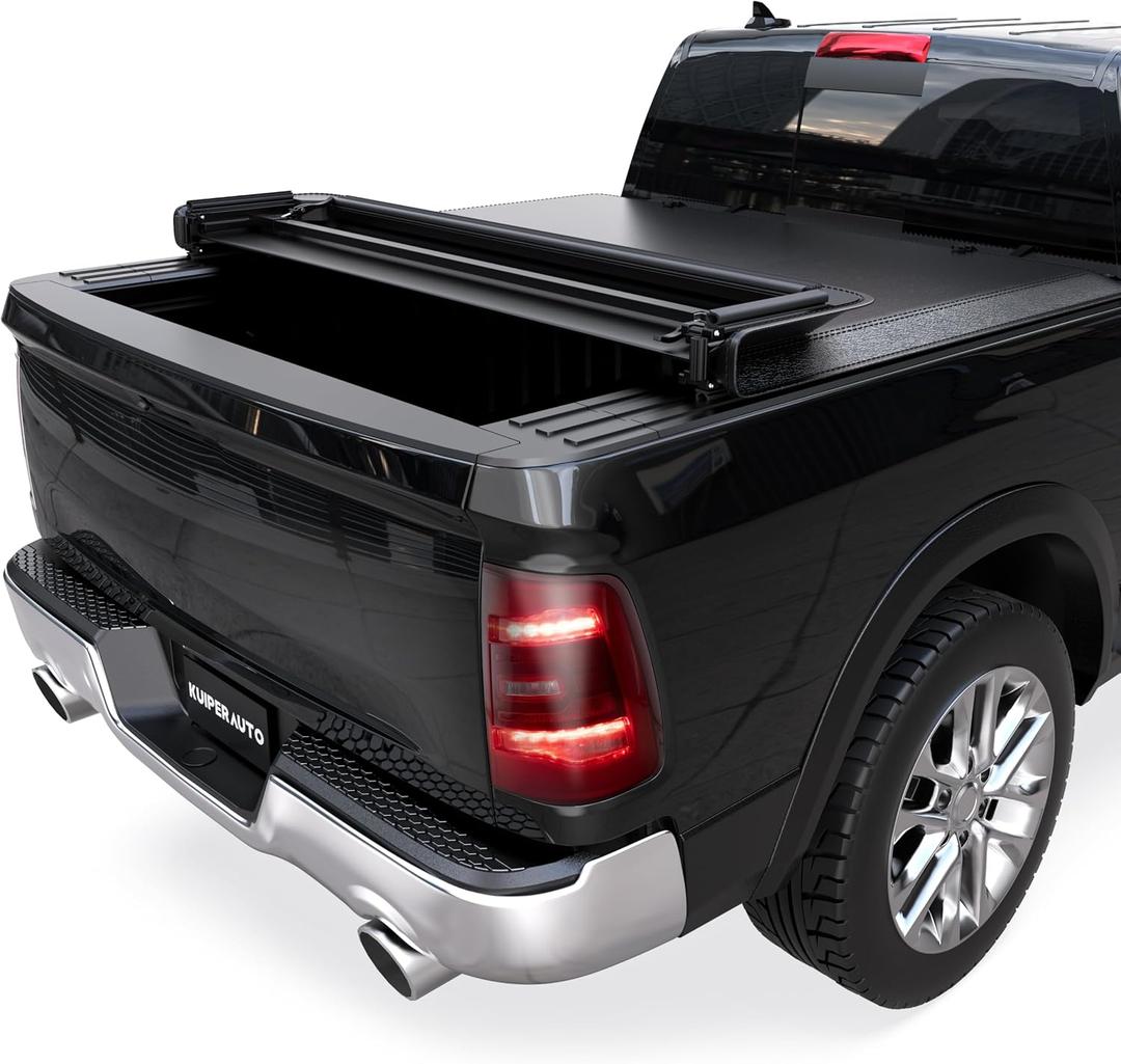 KUIPERAUTO 6.4FT Soft Quad-fold Truck Tonneau Cover Compatible for 2002-2026 Dodge Ram 1500(Incl. 2019-2023 Classic & 2019-2026 New Body Style)/2003-2026 Ram 2500 3500 W/o Ram Box 6.4 Feet Bed