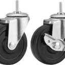 Wheels for Shelves Heavy Duty, 3 inch Casters for Wire Shelving, Stems 1/4" - 20 x 1 Thread Shelf Caster Wheels, 1/4-20 Casters Set of 4, Stem Caster Wheels