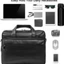 Seyfocnia Leather Laptop Bag, Men's 15.6 Inche 17.3 Inche Messenger Briefcase Business Satchel Computer Handbag Shoulder Bag