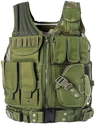 YAKEDA Tactical Outdoor CS Game Vest Adjustable Fit Adult (One Size, Green)