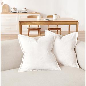 Luxurious Velvet Euro Shams Decorative Throw Pillow Covers 26x26 Set of 2 Solid Square Euro Pillow Shams for Sofa Couch Bedroom, Ivory White (26" x 26" (Pack of 2))