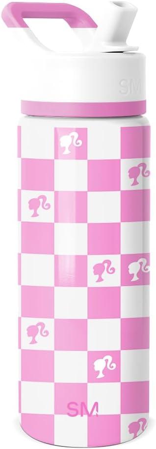 Simple Modern Kids Summit Water Bottle with Straw Lid | Mattel Barbie 18oz Stainless Steel Cup Insulated Tumbler for Girls, School | Barbie Checkmate