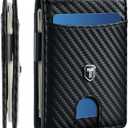 Gostwo Slim Wallet for Men, Minimalist Money Clip Card Wallet, RFID Blocking Bifold Mens Wallet, Front Pocket Credit Card Holder with ID Window, Gifts for Him, Carbon Fiber Black