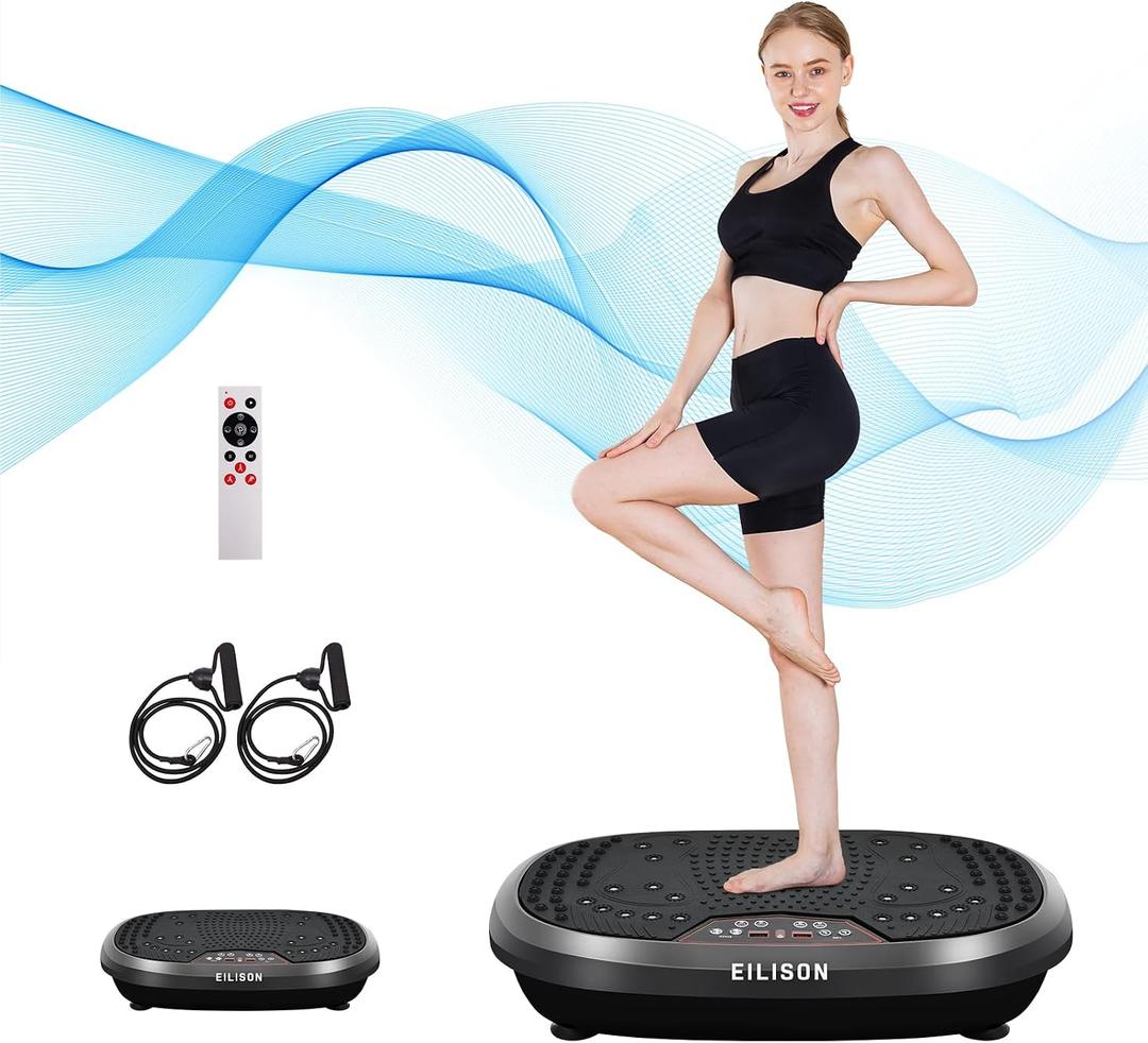EILISON FitMaxx 3D XL Vibration Plate Exercise Machine - Whole Body Workout Vibration Platform w/Loop Bands - Lymphatic Drainage Machine for Weight Loss, Shaping, Recovery