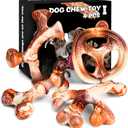 DBF 4 Pack Indestructible Dog Chew Toys for Aggressive Chewers Medium Small Breed - Durable Tough Dog Toy with Bacon Flavor, Heavy Duty Hard Nylon Dog Chew Bones for Large Dog Teething Cleaning (Brown1)