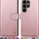 SUANPOT Compatible with Samsung Galaxy S25 Ultra Wallet case with RFID Blocking Credit Card Holder,Flip Book PU Leather Protective Cover Women Men for Samsung S25 Ultra Phone case Rose Gold