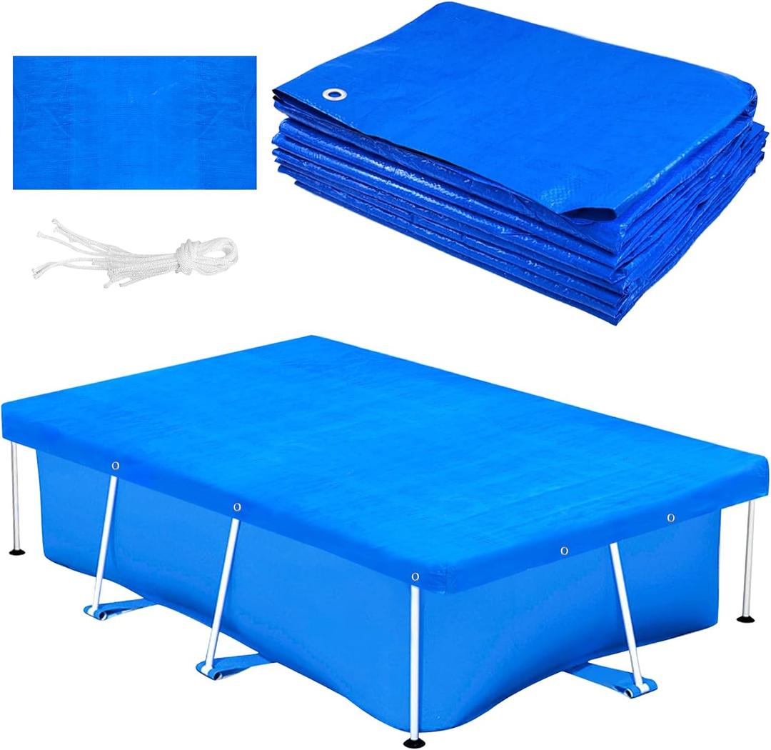 10 x 6.5ft Rectangular Pool Cover for Frame Above Ground Pool Cover 118"X79" Rectangle Frame Swimming Pool Cover for Rectangle Frame Pool Heavy Duty Pool Cover Protector for Garden Swimming Pool Cover