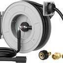 Giraffe Tools Pressure Washer Hose Reel 65ft, 3200 PSI Power Washer Hose Reel, Pressure Washer Retractable Hose Reel, Heavy Duty, Wall/Floor Mounted, Silver