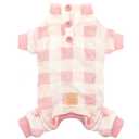 cyeollo Dog Pajamas Buffalo Plaid Flannel Warm Dog Pjs Thermal Jumpsuit Dog Onesie Puppy Pajamas for Small Tiny Dogs Cat Apparel Color Pink