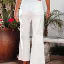 Luvamia Wide Leg Jeans for Women Trendy High Waisted Flare Jeans Cropped Denim Pants Stretchy Baggy with Patch Pockets (White, S)