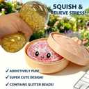 Mystery Glitter Dumpling Squishies Box, Relief Fidget Sensory Squeeze Stress Balls Toys for Anxiety and Stress Relief. (Pink Glitter)