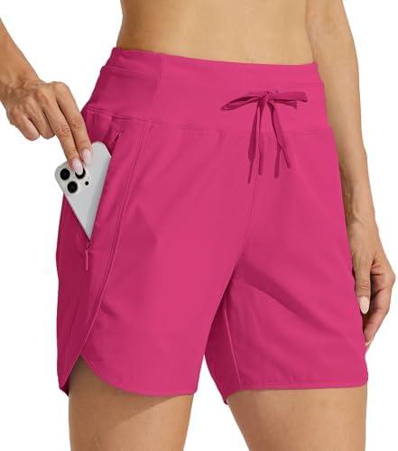 Willit Women's Athletic Running Shorts 5" Quick Dry Workout Hiking High Waisted Active Gym Exercise Zipper Pocket Size 3XL