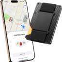 Stouchi Card Holder Wallet for Men, Find My AirTag Chip (iOS Only) Slim Credit Card Holder RFID, Cash Strap, Minimalist Trackable Wallet for Boyfriend Husband Christmas Anniversary Birthday Gifts (Black)