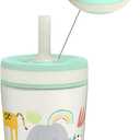 Zak Designs Kelso Toddler Cups For Travel or At Home, 12oz Vacuum Insulated Stainless Steel Sippy Cup With Leak-Proof Design is Perfect For Kids (Safari)