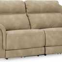 Signature Design by Ashley Next-Gen DuraPella Power Reclining Sofa with Adjustable Headrest, USB, Extended Ottoman, Faux Leather, 80" W x 42" D x 42" H, Beige Sand