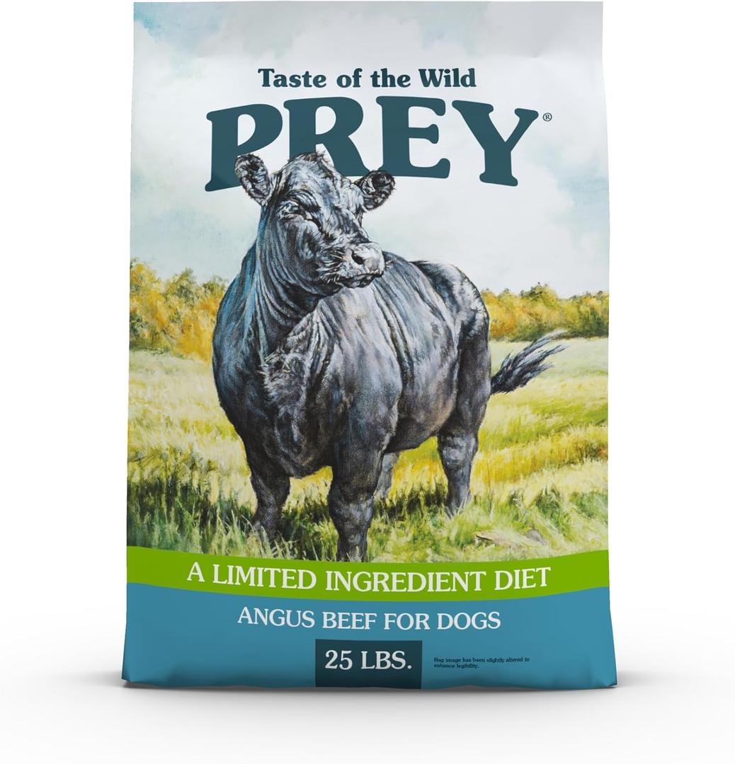 Taste of The Wild Prey Real Meat High Protein Angus Beef Limited Ingredient Dry Dog Food Grain-Free Recipe Made with Real Pasture-Raised Beef and Probiotics for All Life Stages 25lb (25 Pound (Pack of 1)), BB Date 25/12/2025