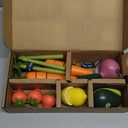 Tiny Land Organic Wooden Vegetable & Fruit Play Set  7PCS Pretend Food for Kids, Montessori Kitchen Toy for Toddlers, Role Play Grocery Gift