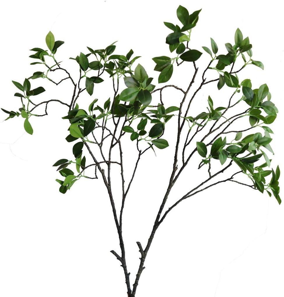 Htmeing 2 Pcs Artificial Eucalyptus Leaves Spray Faux Eucalyptus Branches Plants Fake Greenery Long Stems 45" Tall for Wedding Party Floral Arrangement (Green)