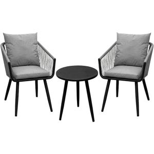 Outogether 2pcs Aluminium Sofas and Dia. 17.71ins Aluminium Round Coffee Table Set for Outdoor,Patio,Back Yard,Balcony (Grey)