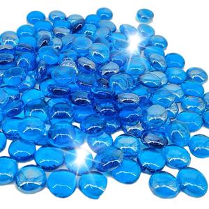 5 Pound Fire Pit Glass 3/4 Inch Reflective Round Fire Glass Drops Beads Rocks for Natural or Propane Fire Pit and Landscaping Pacific Blue