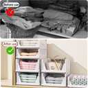 4 Pack Folding Closet Organizers Storage Box, Stackable Storage Bins, Plastic Drawer Basket Closet Storage for Wardrobe Cupboard Kitchen Bathroom Office White-4L