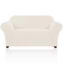 PrinceDeco Stretch Sofa Slipcover 1 Piece Sofa Cover for 2 Cushion Couch Furniture Protector/ Cover Couch with Elastic Bottom Soft and Durable Sofa Cover Pet Protector (Loveseat, Cream)
