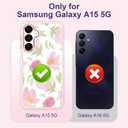 Govmeie for Samsung Galaxy A15 5G Case6.5 inch with Tempered Glass Screen ProtectorSlim TPU & Hard PC Crystal Clear Cover, Elegant Floral Pattern Design for Girls Women(Galaxy A15 -Flower Bud/Pink