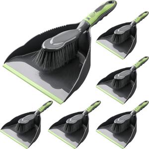 Zopeal 6 Set Dust Pan and Brush Set, Small Dustpan with Broom, Handheld Angle Broom and Dustpan Set for Home Room Kitchen Car Office Lobby Indoor Floor Cleaning