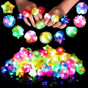 38 Pack Light Up Rings Christmas Party Favors for Kids 4-8 8-12, Goodie Bags Stuffers Treasure Box Toys for Classroom Prizes, Birthday Glow in The Dark Party Supplies Favors for Kids