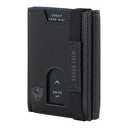 URBAN CREW Smart Slim Wallet for Men – RFID Blocking Leather Card Holder with Swipe-Up Slot & Elastic Strap – Minimalist Front Pocket Wallet (Black)