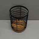 Utensil Holder for Kitchen Counter - 7.2" Large Rotating Utensil Crock, Wooden + Metal Base, Countertop Cooking Tool Spatula Organizer