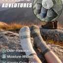 Kids Merino Wool Hiking Socks 3 Pairs,Thermal Crew Socks for Boys & Girls,Thick Warm Cushioned Sole 4-10 Years (Green)