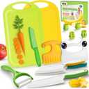 LovesTown 13PCS Kids Cooking Sets Real, Montessori Kitchen Toys for Toddler Kitchen Playset with Safe Knives Crinkle Cutter Gifts for 3-8