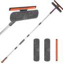 Wlich Squeegee for Window Cleaning 2-in-1 Cleaner Tool with Extension Pole and 2 Microfiber Pads, 360° Car Squeegee Kit Professional, 62 Inch for High Glass, Home, Outdoor
