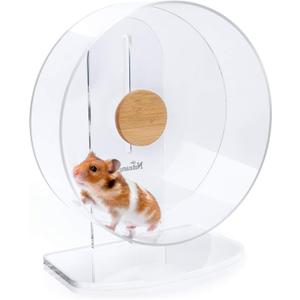 Niteangel Silent Hamster Exercise Wheel - Dual-Bearing Quiet Spinning Acrylic Hamster Running Wheel for Hamster Gerbils Mice Degus Or Other Small Animals (Medium - Wider Version)