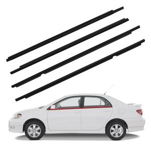 4Pcs Window Moulding Trim Weatherstrip Window Seal Belt Compatible with 2003 2004 2005 2006 2007 2008 Toyota Corolla Replaces 75730-02180 75710-02200 75740-02180 75720-02200