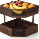 Vicenpal 2 Tier Corner Fruit Basket for Kitchen Countertop Wooden Farmhouse Fruit Bowl Vegetable Basket Produce Stand Storage Holder for Onion Potato, Vegetables, Spice Jars, Bread Storage