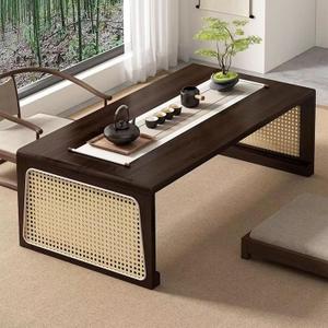 Japanese Floor Table: Large Portable Folding Coffee Table Solid Wood Japanese Dining Table - No Assembly Low Foldable Japanese Table for Tatami(39.4 * 18.9 * 15.8)