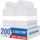 GSSUSA 200 Pack 5.25x3.75x8 Inch Small Paper Gift Bags with Handles Bulk, White Kraft Bag for Small Business, Sturdy Grocery Retail Shopping Birthday Wedding Party Favor Craft Bag