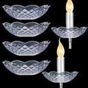 Bonuci 6 Pcs Chandelier Bobeche Replacement 4 Side Holes 4 Inch Clear Cups Elegant Chandelier Parts Plastic Bobeche for Home Wedding Birthday Party Diner Decor(Classic Style)