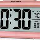 Peakeep Night Light Digital Alarm Clock with Indoor Temperature, Battery Operated Desk Small Clock (Light Salmon Pink)