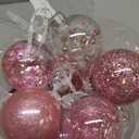 Sea Team 60mm/2.36" Shatterproof Clear Plastic Christmas Tree Ball Ornaments Set, Decorative Hanging Transparent Xmas Baubles with Stuffed Delicate Decorations (30 Counts, Pink)