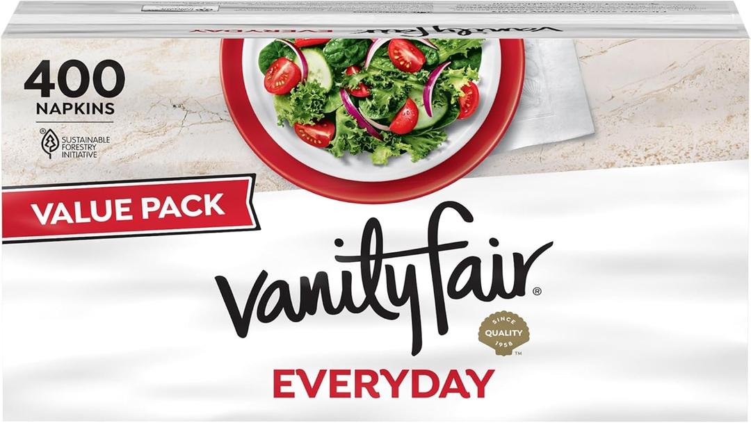 Vanity Fair Everyday Paper Napkins, 400 Count, Disposable Napkins Made Soft And Smooth For Everyday Meals