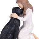 Black Dog Figurine, Women and Black Lab Dog Keepsake Statue, Hand Painted Resin Memorial Gift for Dog Lovers for Home Decor, Shelf, Office, Living Room, Bedroom, Memory Gifts for Christmas Birthday