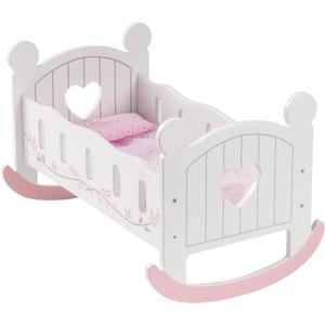 ROBUD Wooden Baby Doll Crib, Baby Doll Bed Toys, Fits Up to 18 Inch Doll Accessories