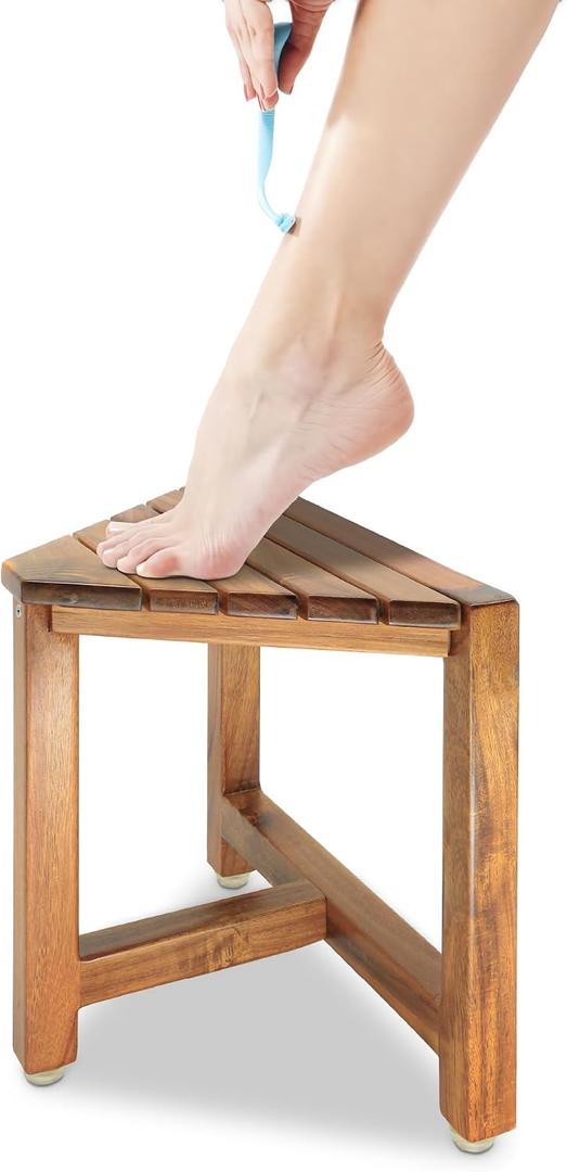 ENKEZI Shower Foot Rest 12 in - Shower Stool for Shaving Legs, Small Corner Bathroom Bench Suitable for Small Shower Spaces - Bath Seat, Spa Foot Rest Shaving Stool Corner