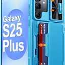 Vizvera for Samsung Galaxy S25+Plus Case Wallet RFID [Cards Holder][Camera Cover][Edge Raised] Full Body Rugged Shockproof Silicone Protective Phone Case for Galaxy S25+Plus 6.7"(Lake Blue)