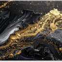 Golden Swirl Abstract Painting Luxurious Black and Gold Marble Wall Art Canvas Print Picture Decor (40L" x 20W")